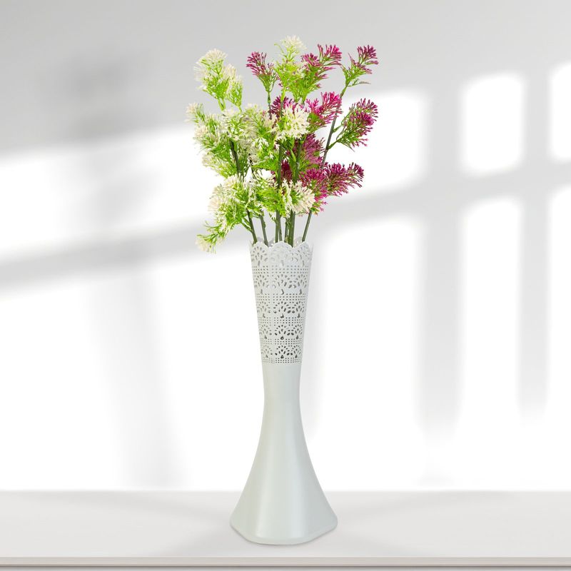 Casa si Gradina - Decoratiuni - Obiecte decorative - Vaze si boluri decorative - Vaza decorativa alba 40 cm, design modern laser cut, pentru flori naturale sau artificiale - Infinity.ro
