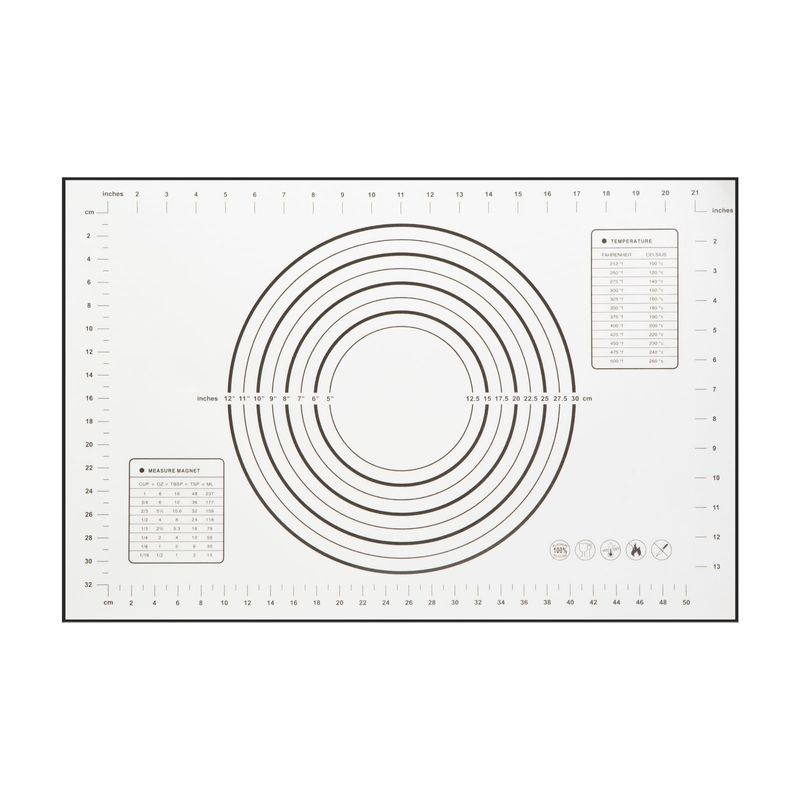 Casa si Gradina - Bucatarie si vesela - Ustensile bucatarie - Ustensile ornare prajituri - Placa silicon pentru aluat 60x40 cm, suprafata antialunecare, gradatii masurare - Infinity.ro