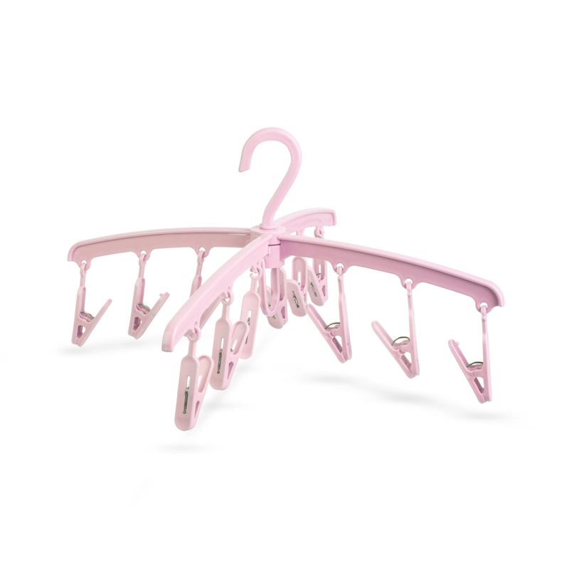 Market - Spalare si intretinere rufe - Uscatoare de rufe si accesorii - Lenjerie de uscat, roz, 12 clame, pliabil, interior si exterior, plastic - Infinity.ro
