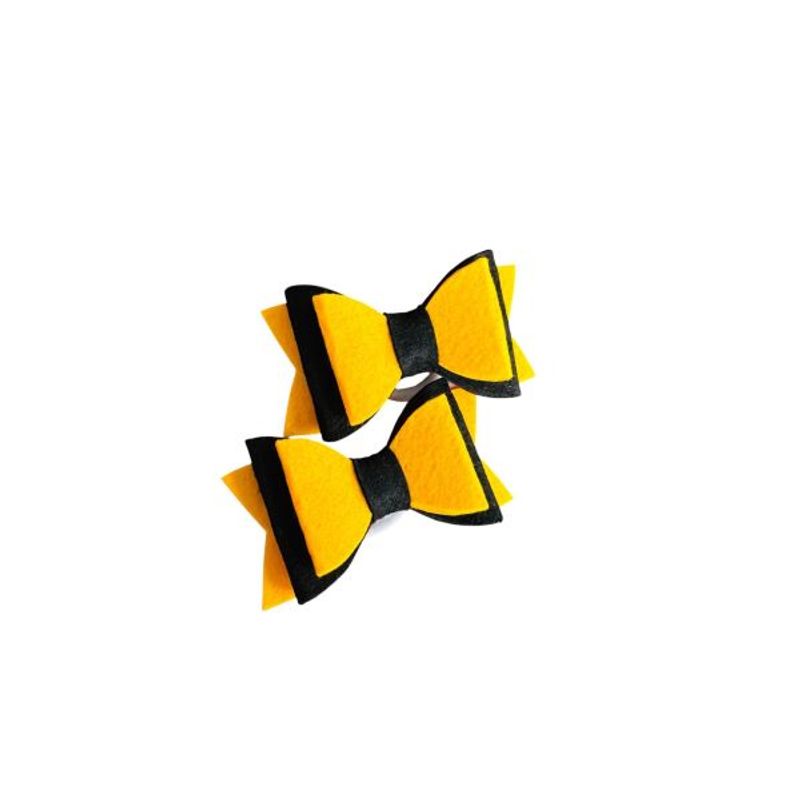 Fashion, accesorii si bijuterii - Copii - Accesorii copii - Accesorii pentru par copii - Fundite de par din fetru rigid pentru fetite FELTLAND, set 2 buc, 8*4.5cm, galben inchis/negru - Infinity.ro