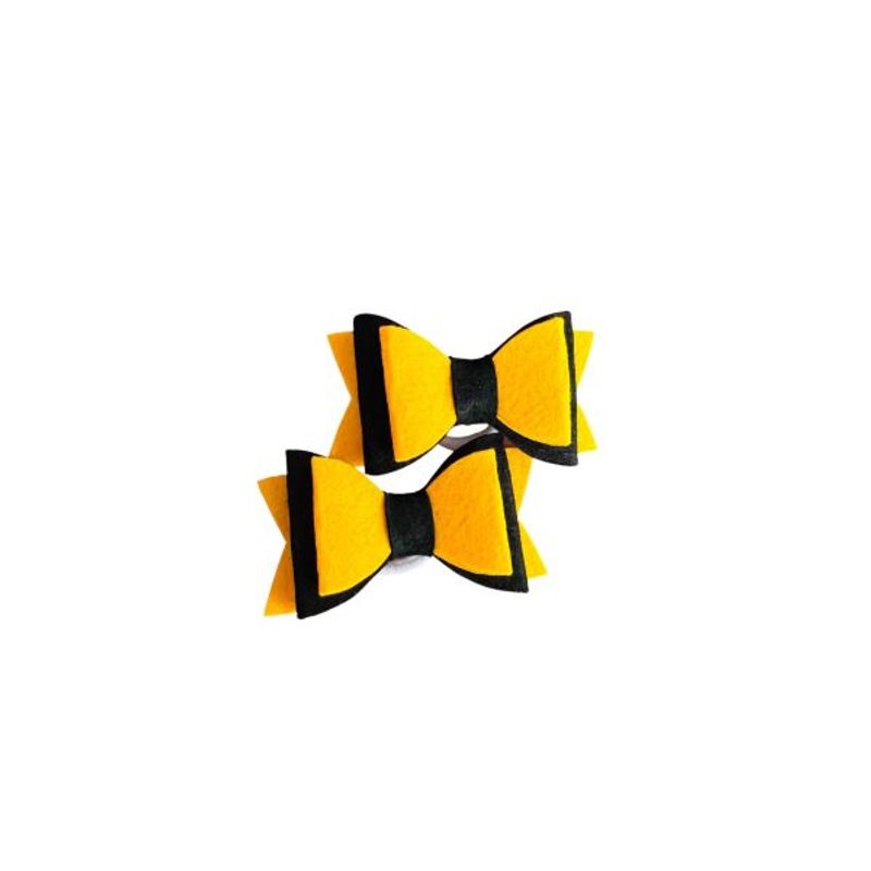 Fashion, accesorii si bijuterii - Copii - Accesorii copii - Accesorii pentru par copii - Fundite de par din fetru rigid pentru fetite FELTLAND, set 2 buc, 8*4.5cm, galben inchis/negru - Infinity.ro