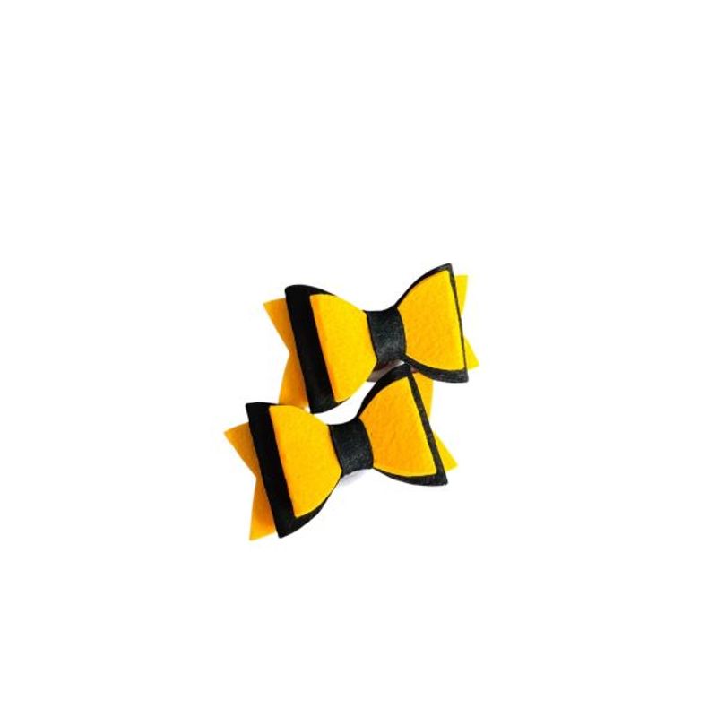 Fashion, accesorii si bijuterii - Copii - Accesorii copii - Accesorii pentru par copii - Fundite de par din fetru rigid pentru fetite FELTLAND, set 2 buc, 8*4.5cm, galben inchis/negru - Infinity.ro