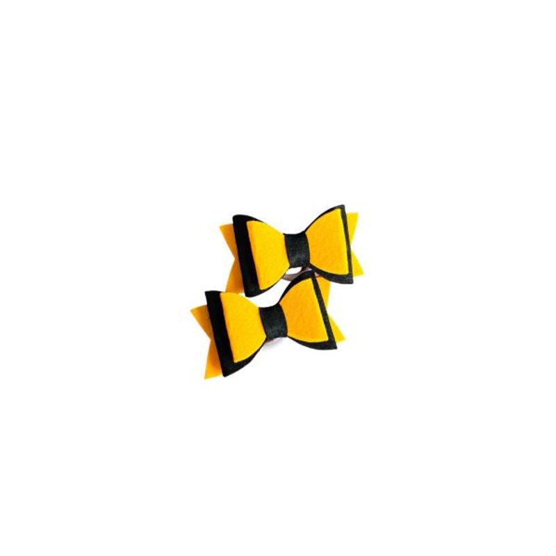 Fashion, accesorii si bijuterii - Copii - Accesorii copii - Accesorii pentru par copii - Fundite de par din fetru rigid pentru fetite FELTLAND, set 2 buc, 8*4.5cm, galben inchis/negru - Infinity.ro