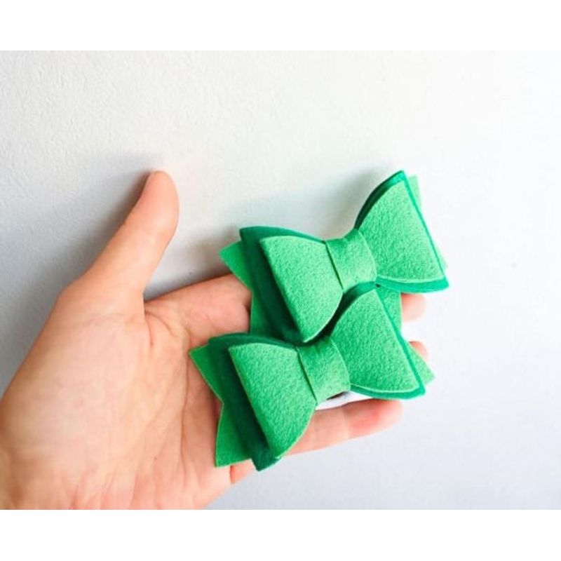 Fashion, accesorii si bijuterii - Copii - Accesorii copii - Accesorii pentru par copii - Fundite de par din fetru rigid pentru fetite FELTLAND, set 2 buc, 8*4.5cm, verde - Infinity.ro