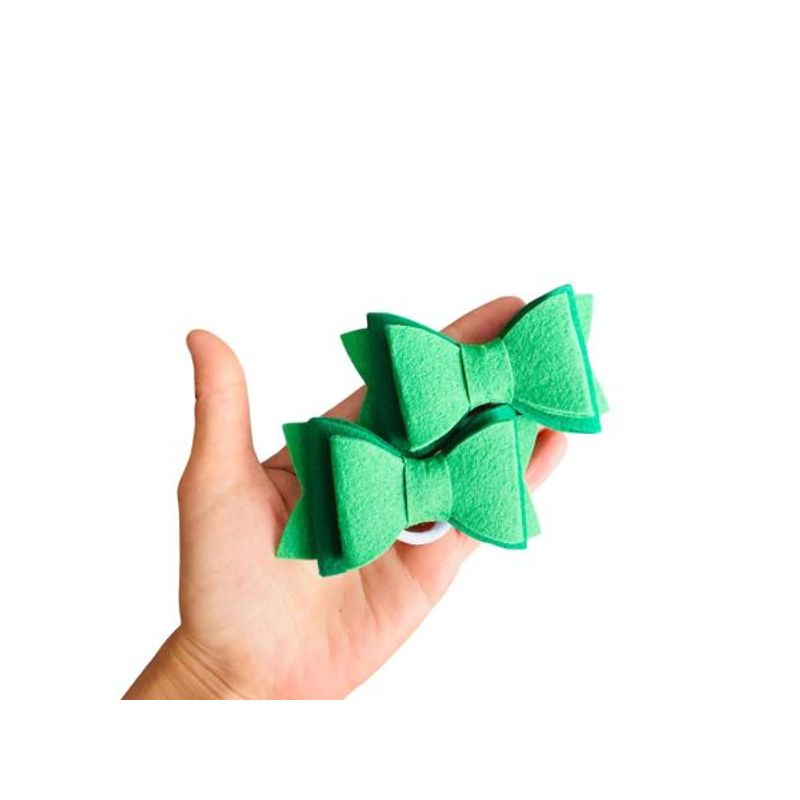 Fashion, accesorii si bijuterii - Copii - Accesorii copii - Accesorii pentru par copii - Fundite de par din fetru rigid pentru fetite FELTLAND, set 2 buc, 8*4.5cm, verde - Infinity.ro