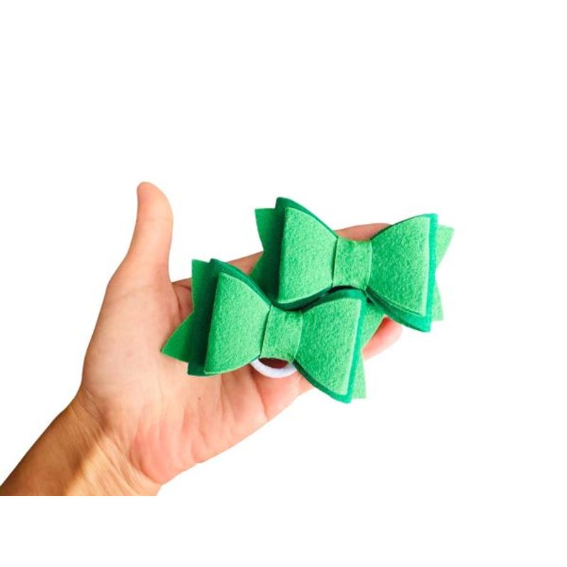 Fashion, accesorii si bijuterii - Copii - Accesorii copii - Accesorii pentru par copii - Fundite de par din fetru rigid pentru fetite FELTLAND, set 2 buc, 8*4.5cm, verde - Infinity.ro