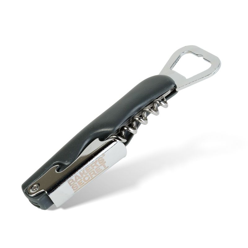 Casa si Gradina - Bucatarie si vesela - Accesorii bar - Tirbusoane si dopuri - Deschizator multifunctional Baker's Secret 13.6 cm metal, tirbuson desfacator sticle si taietor folie 3 in 1 - Infinity.ro