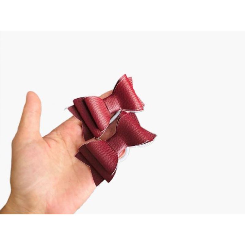 Fashion, accesorii si bijuterii - Copii - Accesorii copii - Accesorii pentru par copii - Fundite pentru fetite FELTLAND din piele artificiala, set 2 buc, 8*4.5cm, visiniu - Infinity.ro