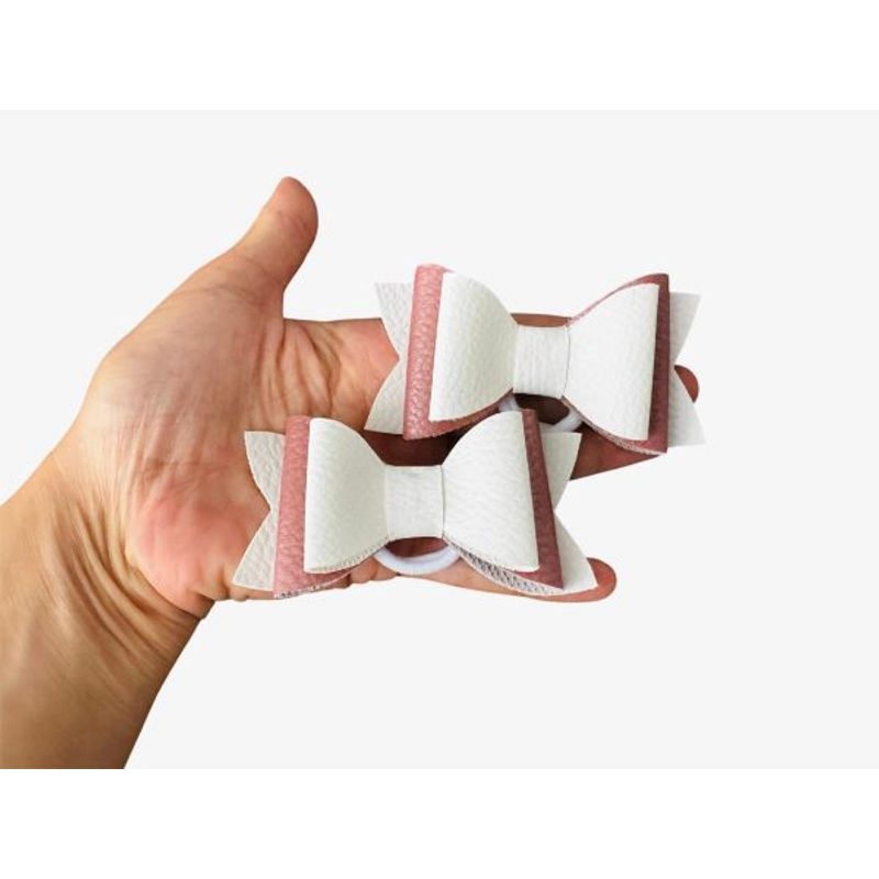Fashion, accesorii si bijuterii - Copii - Accesorii copii - Accesorii pentru par copii - Fundite pentru fetite FELTLAND din piele artificiala, set 2 buc, 8*4.5cm, alb/roz/alb - Infinity.ro