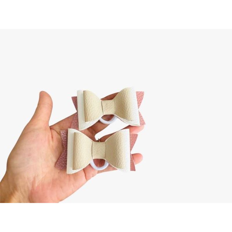 Fashion, accesorii si bijuterii - Copii - Accesorii copii - Accesorii pentru par copii - Fundite pentru fetite FELTLAND din piele artificiala, set 2 buc, 8*4.5cm, roz/alb/bej - Infinity.ro