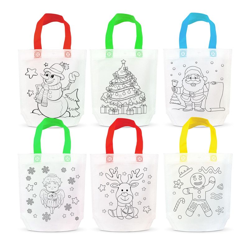 Jucarii, Copii si Bebe - Jucarii si jocuri - Jucarii & jocuri educative - Seturi de artizanat - Geanta de colorat Craciun cu 4 carioci, 22 x 21 cm, PET,  6 modele - Infinity.ro