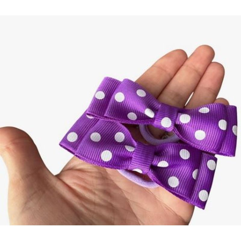 Fashion, accesorii si bijuterii - Copii - Accesorii copii - Accesorii pentru par copii - Fundite de par pentru fetite FELTLAND, set 2 buc, 7.5*2.5cm, rips buline - mov - Infinity.ro