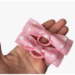 Fashion, accesorii si bijuterii - Copii - Accesorii copii - Accesorii pentru par copii - Fundite de par pentru fetite FELTLAND, set 2 buc, 7.5*2.5cm, rips buline - roz pal - Infinity.ro