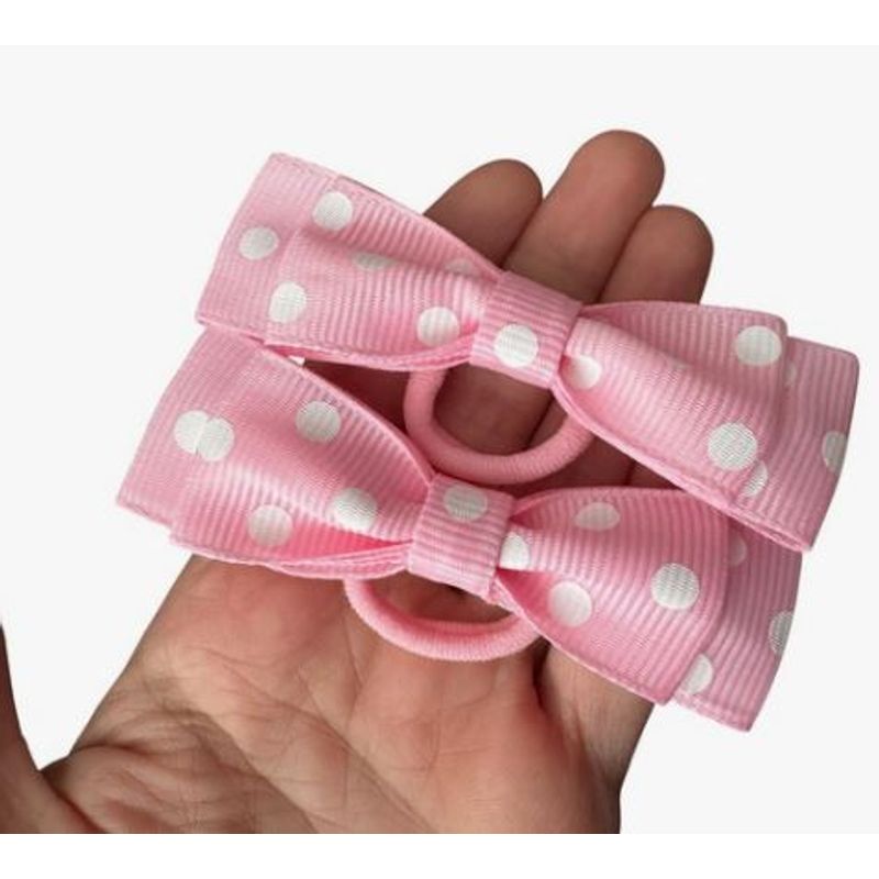 Fashion, accesorii si bijuterii - Copii - Accesorii copii - Accesorii pentru par copii - Fundite de par pentru fetite FELTLAND, set 2 buc, 7.5*2.5cm, rips buline - roz pal - Infinity.ro