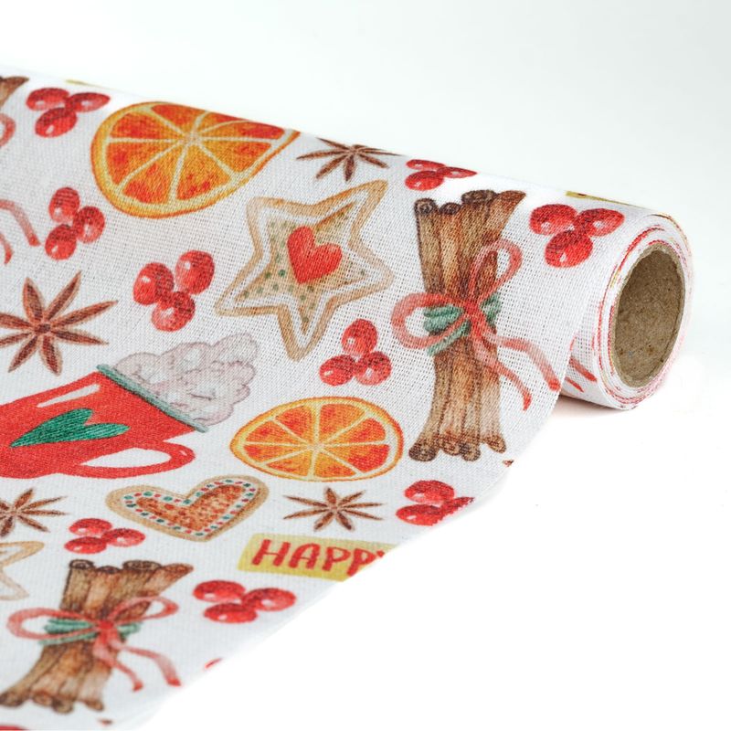 Casa si Gradina - Textile si covoare - Textile bucatarie - Fete de masa - Traversa masa decorativa, 180x28 cm, model portocala si condimente fundal alb - Infinity.ro