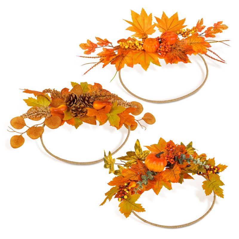 Casa si Gradina - Decoratiuni - Decoratiuni de sezon - Coronita decorativa toamna, 24 cm, decor usa sau masa, 3 modele - Infinity.ro