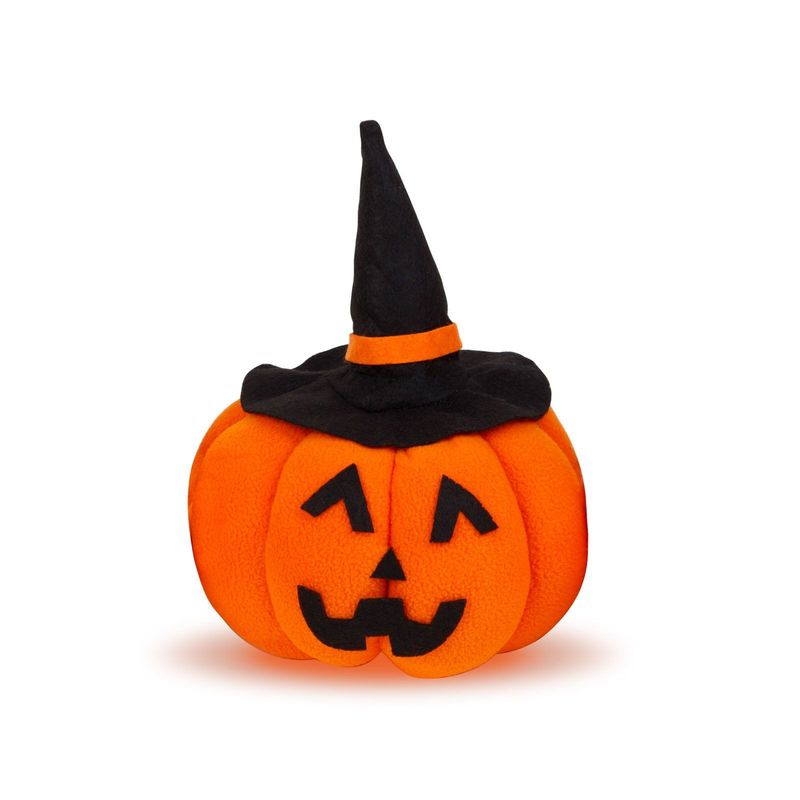 Casa si Gradina - Decoratiuni - Decoratiuni de sezon - Decor dovleac Halloween textil, 10x10x15 cm,  palarie neagra - Infinity.ro
