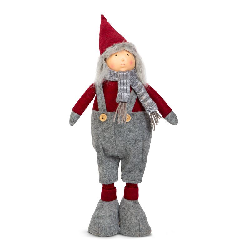 Casa si Gradina - Decoratiuni - Decoratiuni de sezon - Decoratiune Craciun elf textil 60 cm, figurina cu fata ceramica pentru decor interior - Infinity.ro