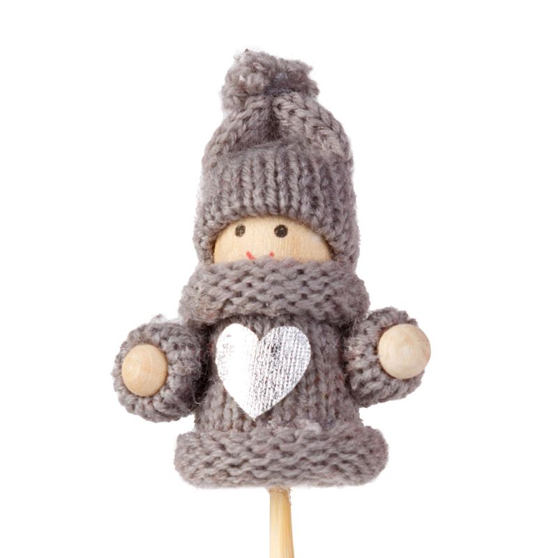 Casa si Gradina - Decoratiuni - Decoratiuni de sezon - Decoratiune Craciun elf scandinav pe bat 50 cm, figurina textila pentru ghiveci sau decor interior - Infinity.ro