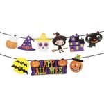 Casa si Gradina - Decoratiuni - Decoratiuni de sezon - Ghirlanda Halloween 3.5m din hartie, cu motive dovleac/ fantoma /vrajitoare - Infinity.ro