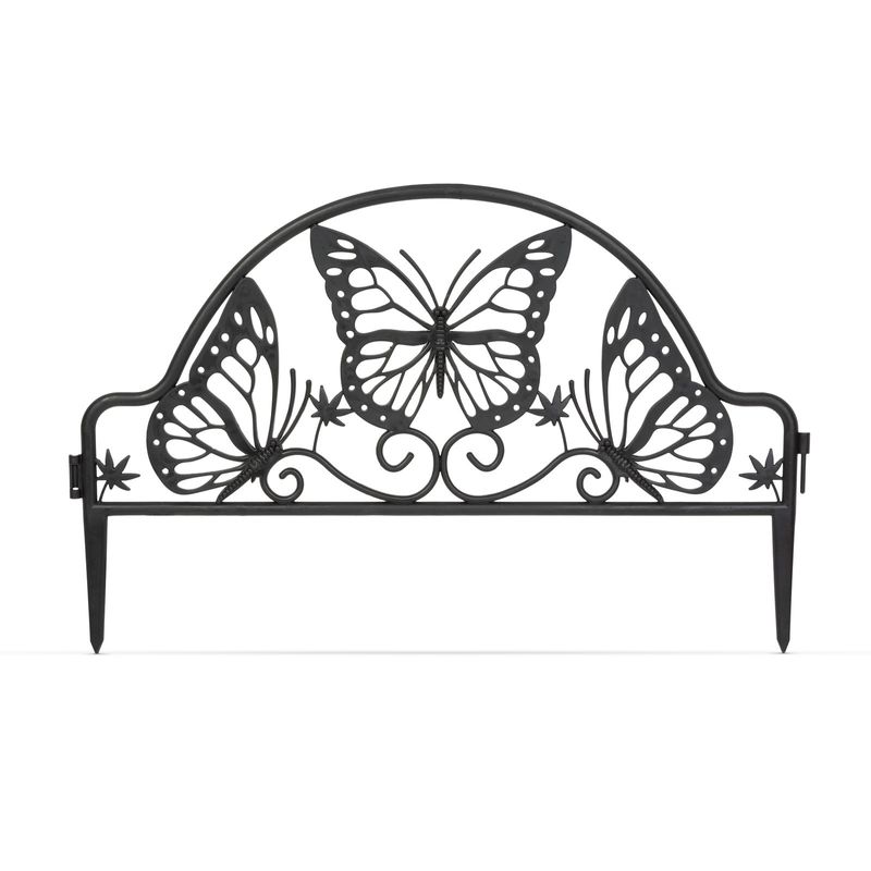 Casa si Gradina - Gradina si terasa - Garduri, panouri si accesorii - Gard gradina decorativ flori, 48x31 cm, separator gazon, plastic negru, bordura flexibila - Infinity.ro