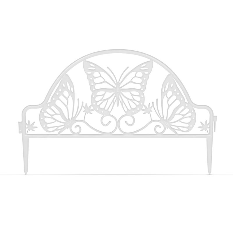 Casa si Gradina - Gradina si terasa - Garduri, panouri si accesorii - Gard gradina decorativ flori, 48x31 cm, separator gazon, plastic alb, bordura flexibila - Infinity.ro