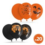 Casa si Gradina - Decoratiuni - Decoratiuni de sezon - Baloane Halloween set 20 bucati, baloane latex, negru si portocaliu, 6 modele - Infinity.ro