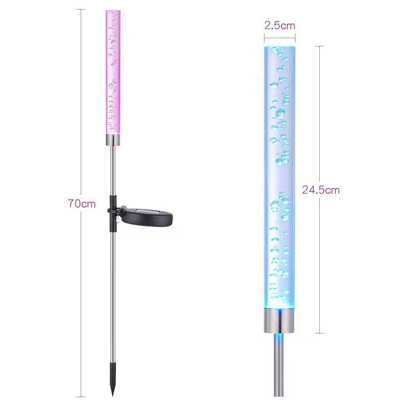 Casa si Gradina - Corpuri si surse de iluminat - Iluminat exterior - Lampi solare - Set 2 Lampi Solare LED Tub cu Bule, Lumina Rece, Inaltime 73cm - Infinity.ro