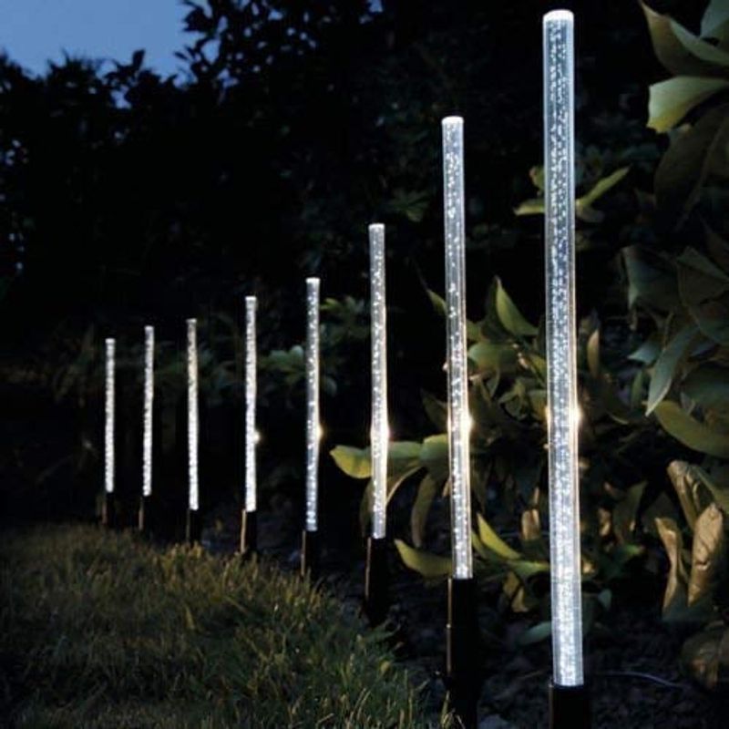 Casa si Gradina - Corpuri si surse de iluminat - Iluminat exterior - Lampi solare - Set 2 Lampi Solare LED Tub cu Bule, Lumina Rece, Inaltime 73cm - Infinity.ro