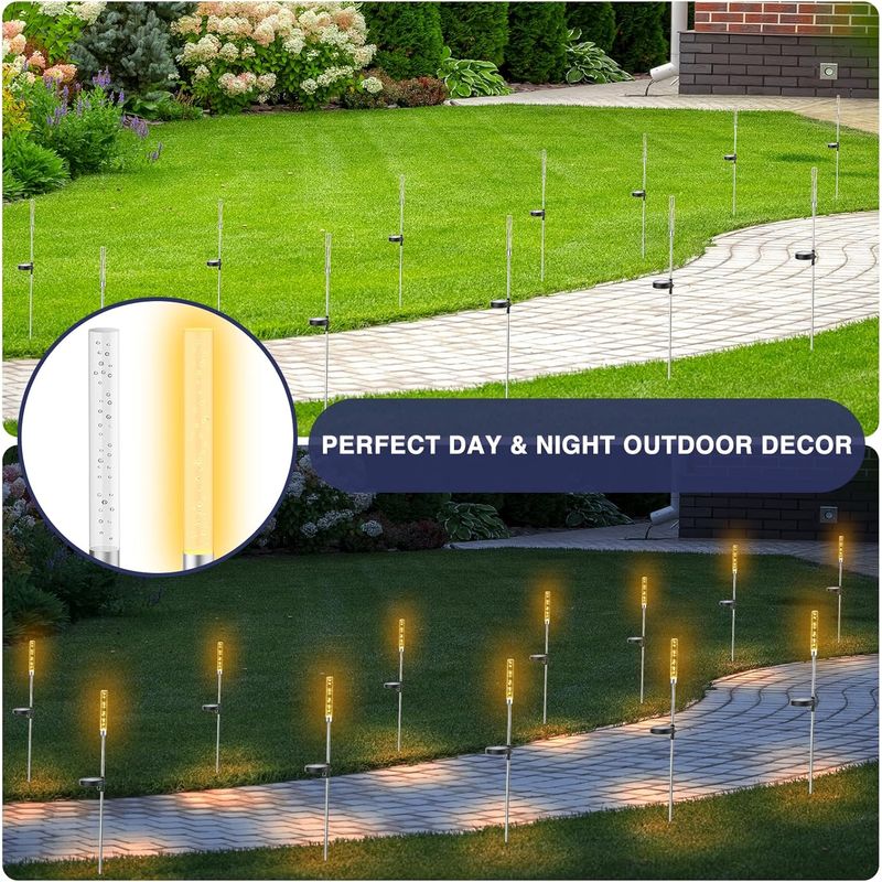 Casa si Gradina - Corpuri si surse de iluminat - Iluminat exterior - Lampi solare - Set 2 Lampi Solare LED Tub cu Bule, Lumina Rece, Inaltime 73cm - Infinity.ro