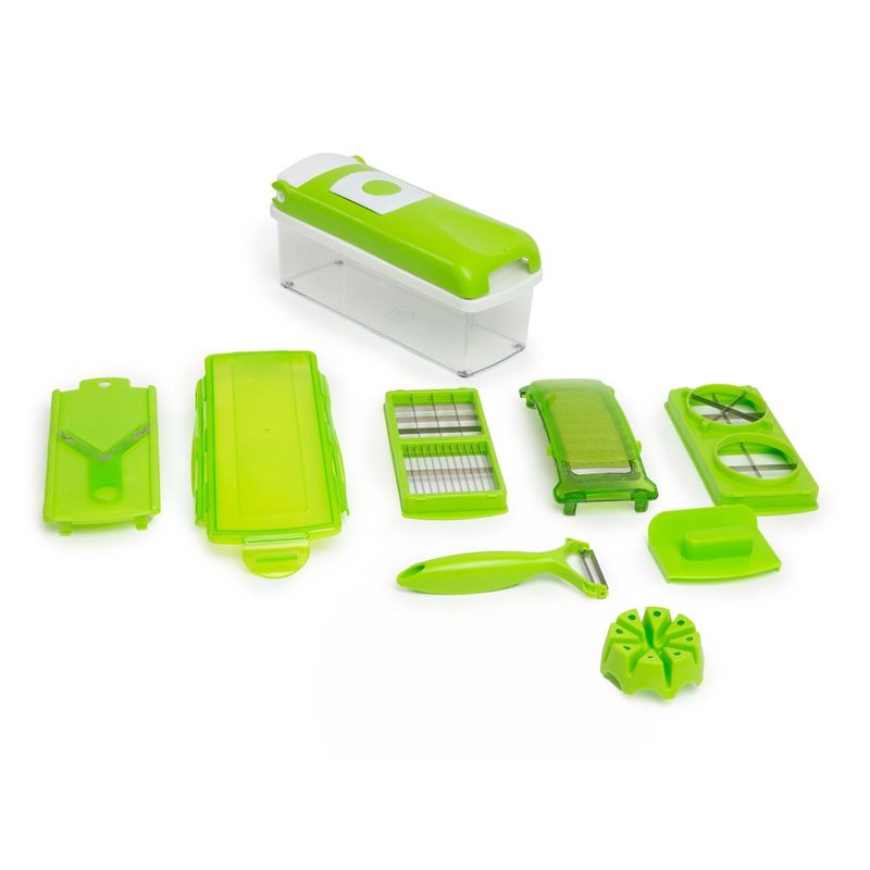 Casa si Gradina - Bucatarie si vesela - Ustensile bucatarie - Feliatoare si taietoare manuale - Feliator multifunctional bucatarie 10 in 1, taiere si razuire legume si fructe, cu recipient 1500 ml - Infinity.ro
