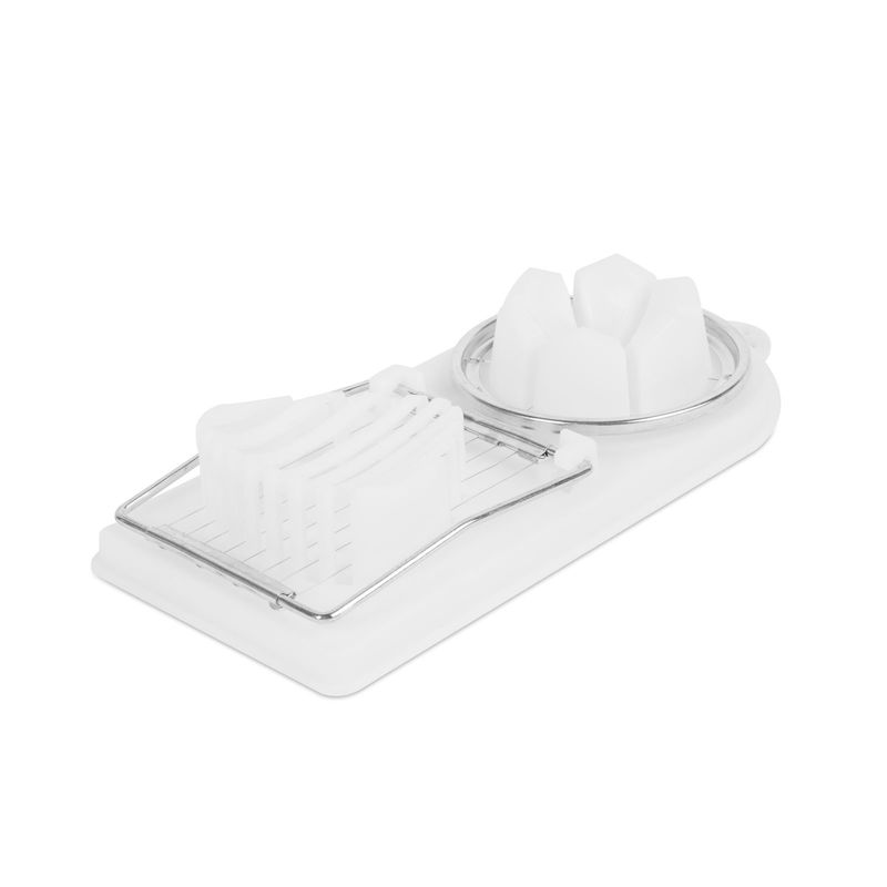 Casa si Gradina - Bucatarie si vesela - Ustensile bucatarie - Feliatoare si taietoare manuale - Feliator oua plastic inox, 19 x 8 cm, taiere rapida ou fiert, 2 moduri feliere,  alb - Infinity.ro