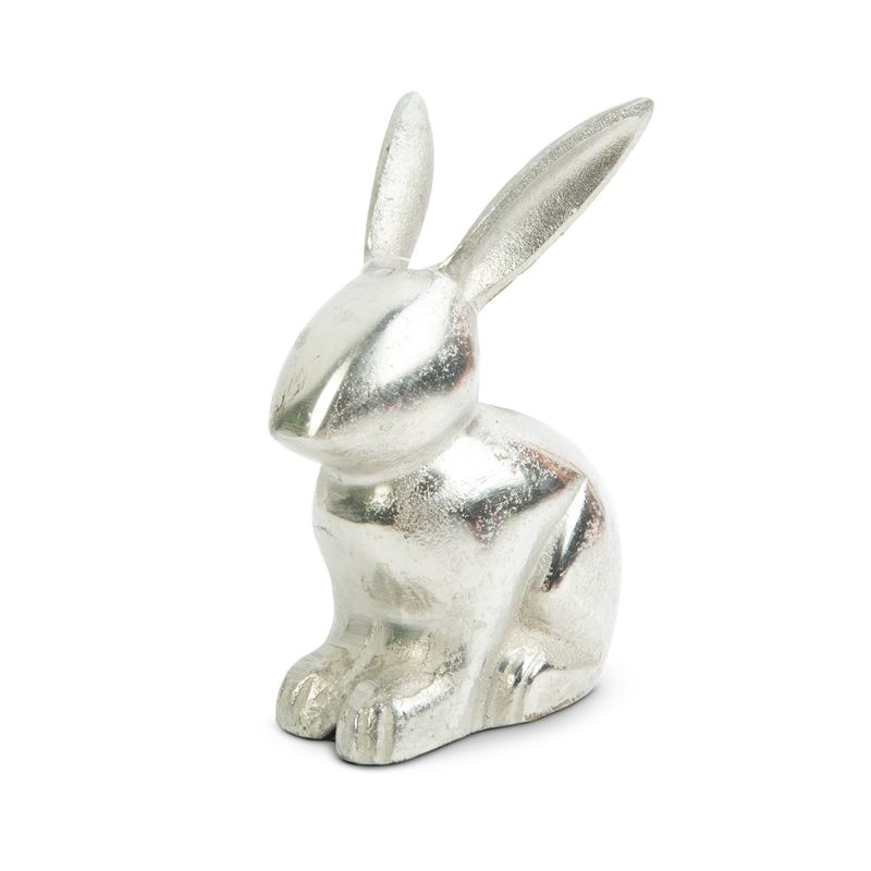 Casa si Gradina - Decoratiuni - Decoratiuni de sezon - Figurina iepure aluminiu 16x10 cm, decor masa, cadou, argintiu - Infinity.ro