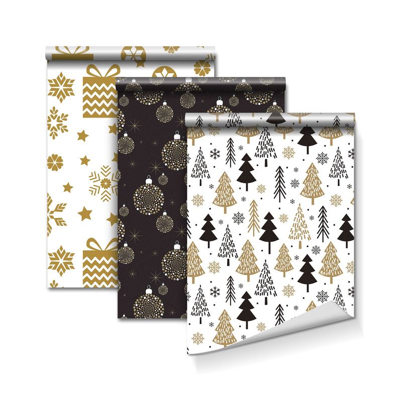 Market - Cadouri - Pungi cadou si accesorii - Hartie de impachetat cadouri set 3 role 70x150 cm, hartie decorativa 70gsm - Infinity.ro