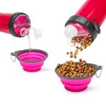 Petshop - Accesorii petshop - Castroane si adapatori - Bol pliabil pentru caini cu sticla apa, 350 ml, roz - Infinity.ro