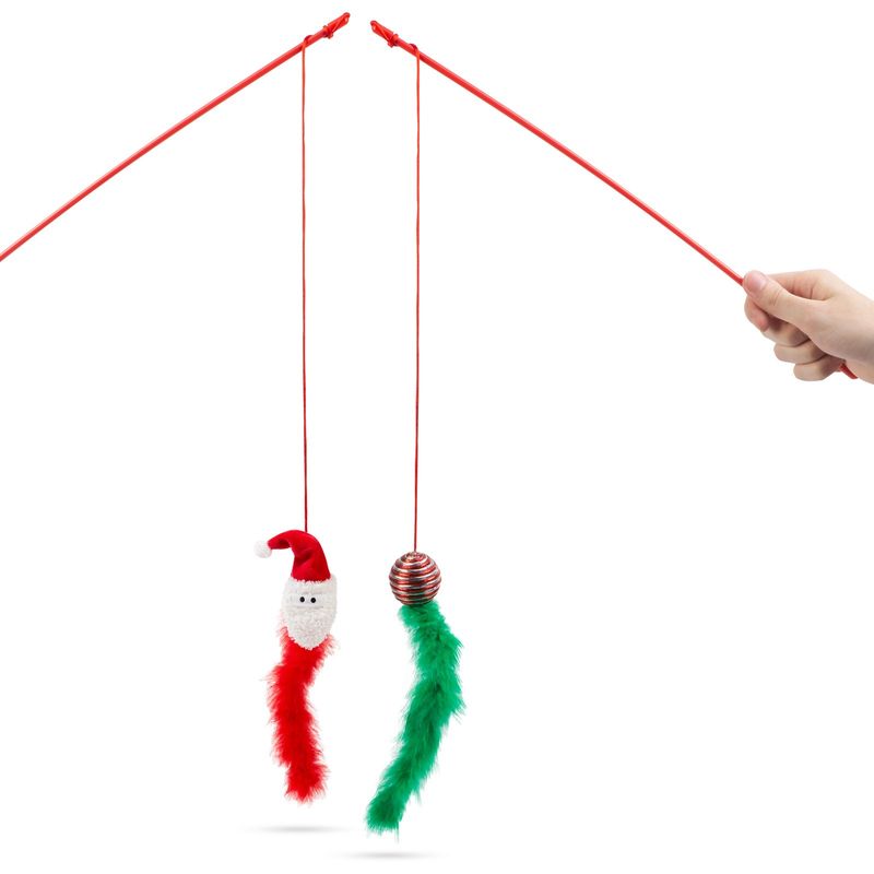 Jucarii, Copii si Bebe - Jucarii si jocuri - Jucarii & jocuri educative - Jucarii interactive - Jucarie pisici Craciun cu pene si snur,  46 cm - Infinity.ro