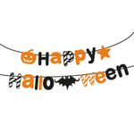 Casa si Gradina - Decoratiuni - Decoratiuni de sezon - Ghirlanda Halloween 3.5m din hartie, banner Happy Halloween cu dovleac/liliac/stea - Infinity.ro