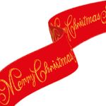 Casa si Gradina - Decoratiuni - Decoratiuni de sezon - Panglica Craciun rosie mesaj Merry Christmas, 60 x 8 cm - Infinity.ro