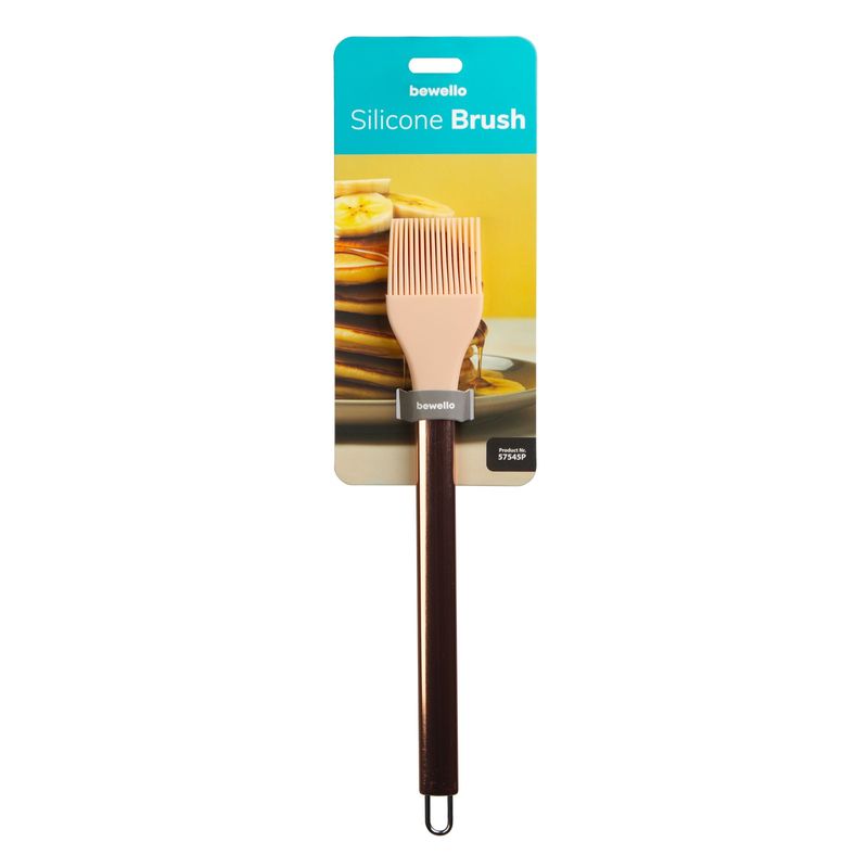 Casa si Gradina - Bucatarie si vesela - Ustensile bucatarie - Pensule, spatule si teluri bucatarie - Perie silicon bucatarie 28 cm, maner inox, pentru uns si gatit, rezistenta la caldura, crem - Infinity.ro