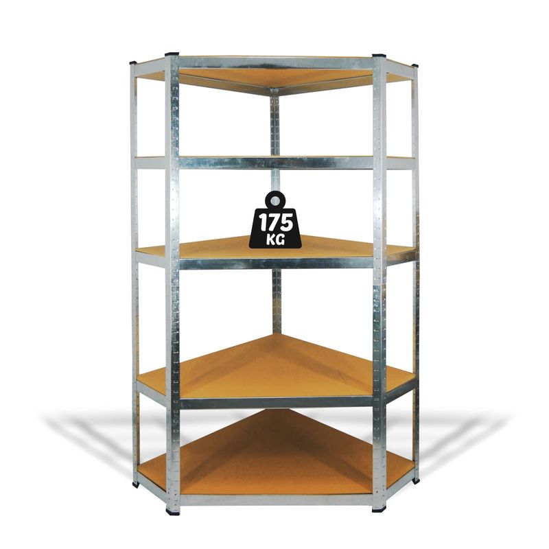 Casa si Gradina - Mobilier - Biblioteci si rafturi - Rafturi - Raft Metalic de Colt cu 5 Polite, 180 x 90 x 30 cm, Capacitate 175 kg / Polita - Infinity.ro