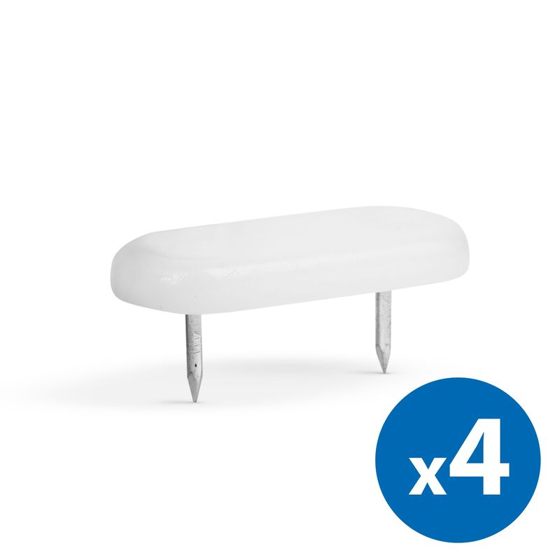 Casa si Gradina - Mobilier - Feronerie si accesorii mobila - Protectie picioare mobilier cu cuie, plastic alb, 43x18 mm, 4 buc set antizgariere - Infinity.ro