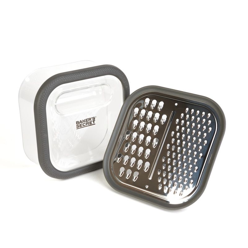 Casa si Gradina - Bucatarie si vesela - Ustensile bucatarie - Razatori si curatatoare - Razatoare bucatarie Baker's Secret inox cu recipient 13.7 x 13.7 x 6.4 cm, pentru legume branza si ciocolata - Infinity.ro