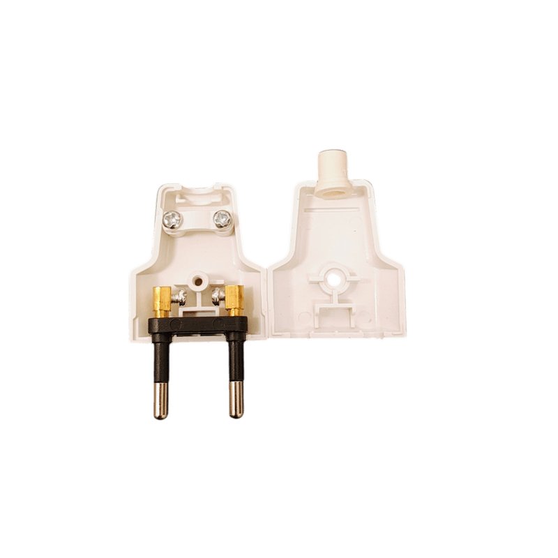 Casa si Gradina - Electrice - Distributie electrica si comanda - Accesorii distributie electrica - Stecher Plat C-82 cu Contacte din Cupru, 2 Pini, Alb, Fara Impamantareie - Infinity.ro