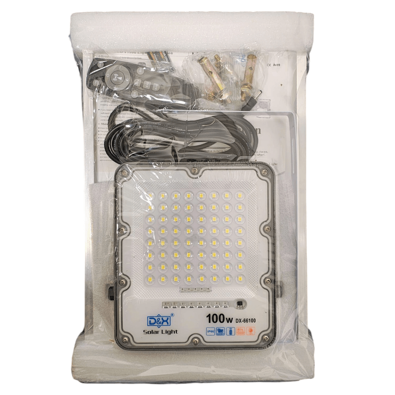 Casa si Gradina - Corpuri si surse de iluminat - Iluminat exterior - Lampi solare - Proiect solar 100W cu panou solar separat senzor crepuscular si functii multiple DX-66100 - Infinity.ro