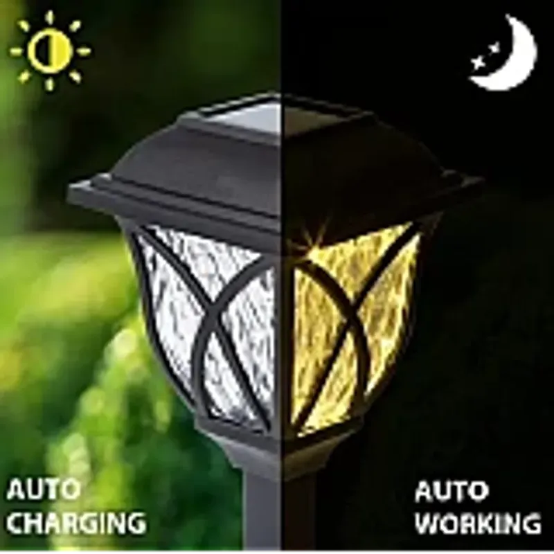 Casa si Gradina - Corpuri si surse de iluminat - Iluminat exterior - Lampi solare - Set 4 Stalpisori Solari LED pentru Gradina, Lumina Calda, 40 cm, Rezistenti la Exterior - Infinity.ro