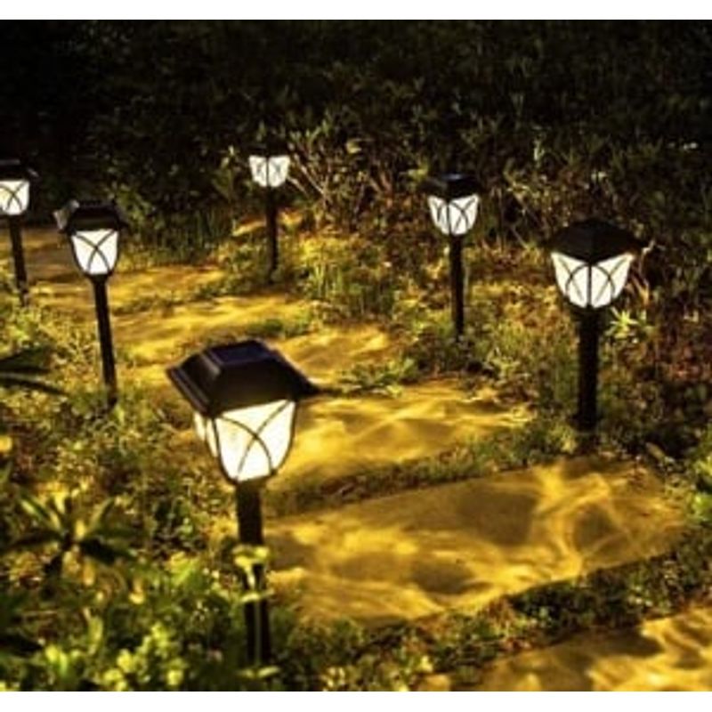 Casa si Gradina - Corpuri si surse de iluminat - Iluminat exterior - Lampi solare - Set 4 Stalpisori Solari LED pentru Gradina, Lumina Calda, 40 cm, Rezistenti la Exterior - Infinity.ro