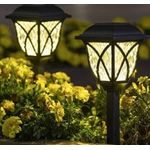 Casa si Gradina - Corpuri si surse de iluminat - Iluminat exterior - Lampi solare - Set 4 Stalpisori Solari LED pentru Gradina, Lumina Calda, 40 cm, Rezistenti la Exterior - Infinity.ro