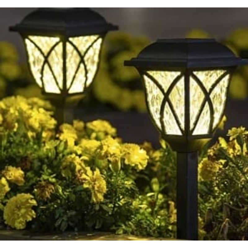 Casa si Gradina - Corpuri si surse de iluminat - Iluminat exterior - Lampi solare - Set 4 Stalpisori Solari LED pentru Gradina, Lumina Calda, 40 cm, Rezistenti la Exterior - Infinity.ro
