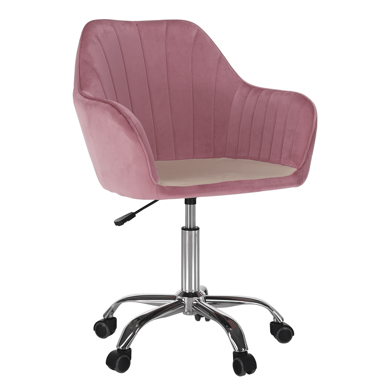 Casa si Gradina - Mobilier - Scaune si fotolii - Scaune - Scaun de birou, tesatura de catifea roz / crom, KLIAN - Infinity.ro