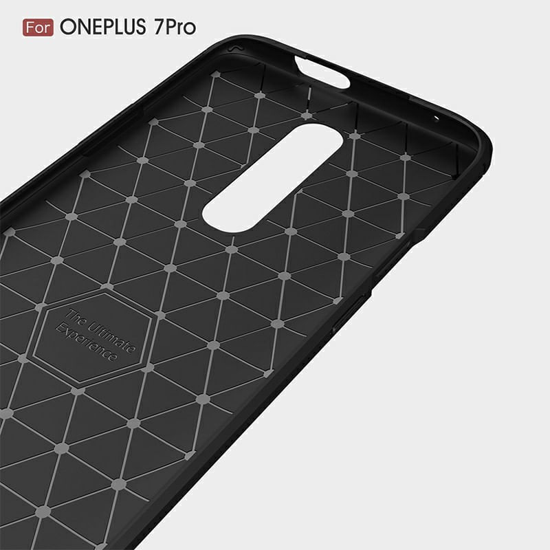 Laptop, Telefoane si Tablete - Telefoane mobile si accesorii - Accesorii Telefoane - Huse telefoane - Husa de protectie pentru OnePlus 7 Pro cu elemente de carbon - Asigura protectie pentru spate, include bumper si capac de protectie - Negru - Infinity.ro